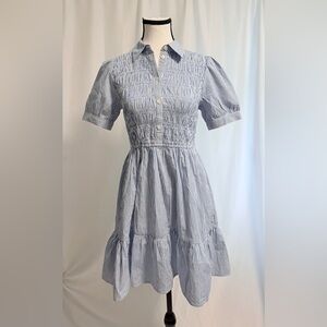 J. Crew Blue and White Striped Midi Dress. NWT XXS